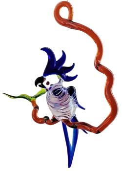 Hängevogel, Kakadu auf Ast (transp.-dunkelblau)